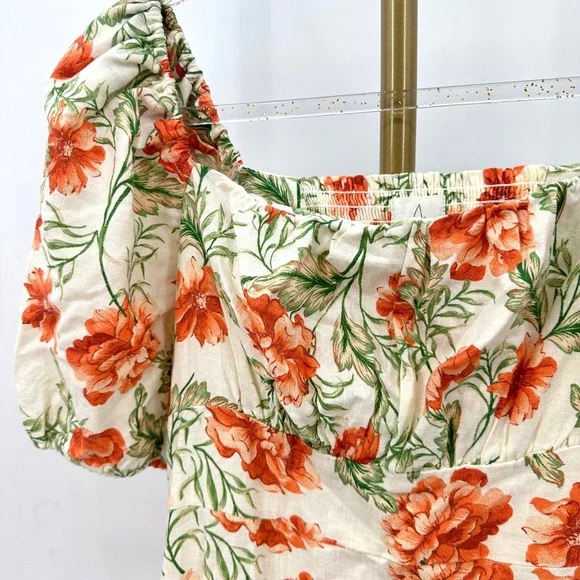 Joie Linen Floral Empire Dress with Pockets Size 8 Regency Cottagecore Prairie - Picture 7 of 12